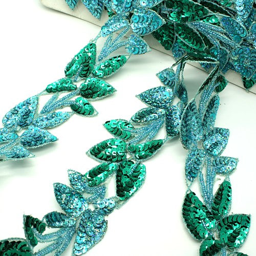 GREEN SEQUIN FLORAL TRIM  - sarahi.NYC