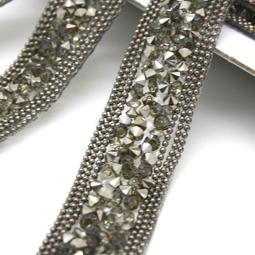 GUNMETAL CRYSTAL HOTFIX RHINESTONE TRIM - sarahi.NYC