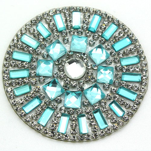 TURQUOISE CIRCLE RHINESTONE MOTIF  - sarahi.NYC