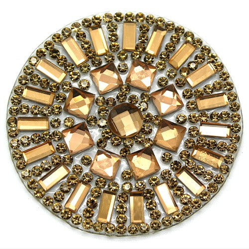 BROWN CIRCLE RHINESTONE HOTFIX MOTIF - sarahi.NYC