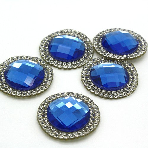 PACK OF 5 BLUE CIRCLE RHINESTONE MOTIFS - sarahi.NYC