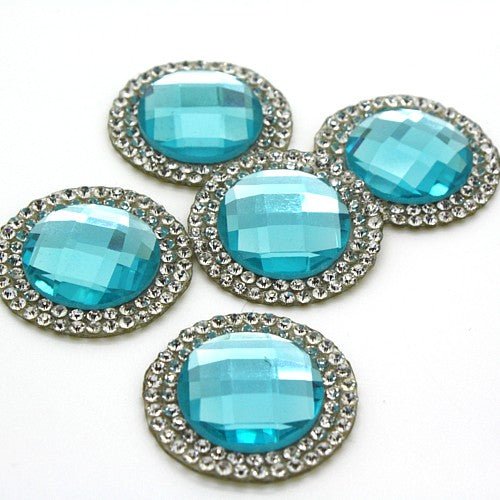 5 PACK TURQUOISE CIRCLE RHINESTONE MOTIFS  - sarahi.NYC