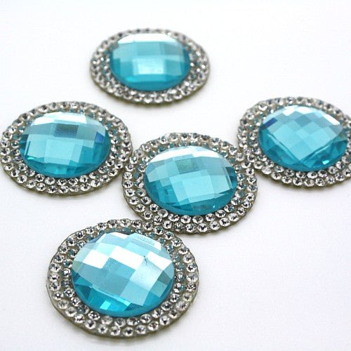 5 PACK TURQUOISE CIRCLE RHINESTONE MOTIFS  - sarahi.NYC