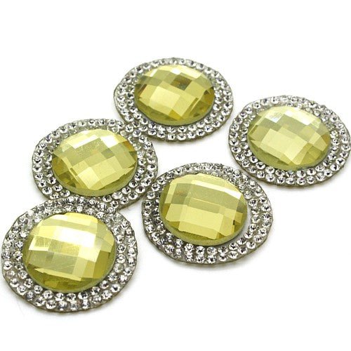 5 PACK YELLOW CIRCLE RHINESTONE MOTIFS  - sarahi.NYC