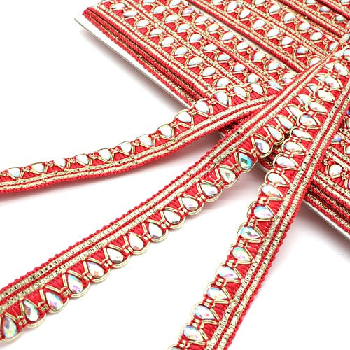 ORANGE IRIDESCENT WOVEN RHINESTONE TRIM - sarahi.NYC