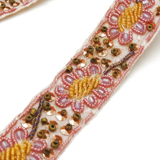 Light Pink Sequin Beaded Trim - Sarahi.nyc Fabric Trims