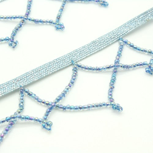 BLUE BEADED FRINGE TRIM - sarahi.NYC