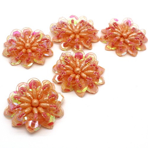 CORAL PINK SEQUIN FLOWER PACK 5- sarahi.NYC