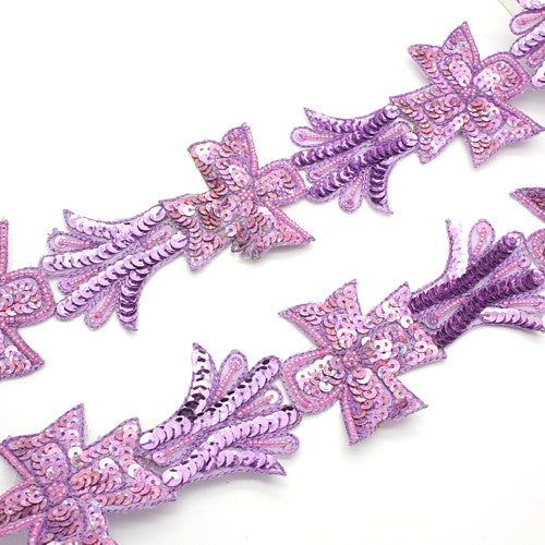 LILAC PINK SEQUIN BEADED FLORAL TRIM - sarahi.NYC