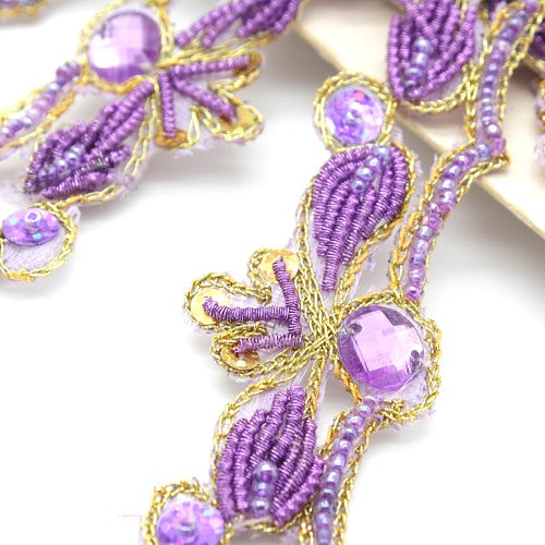 LILAC RHINESTONE BEADED SEQUIN TRIM - sarahi.NYC