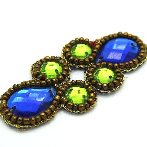 GREEN BLUE BEADED MOTIF  - sarahi.NYC