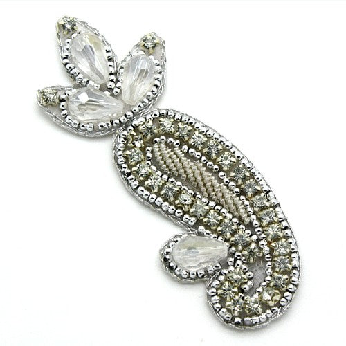 SILVER BEADED PAISLEY MOTIF - sarahi.NYC