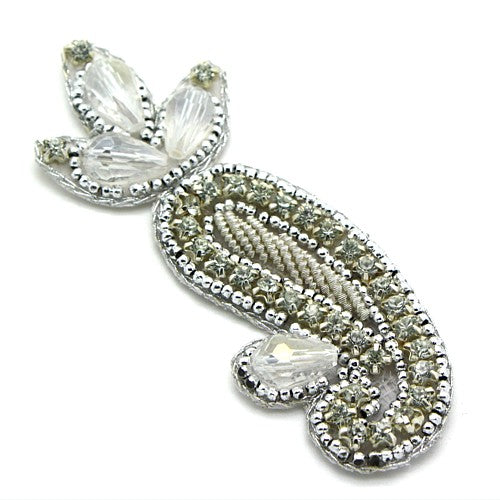 SILVER BEADED PAISLEY MOTIF - sarahi.NYC