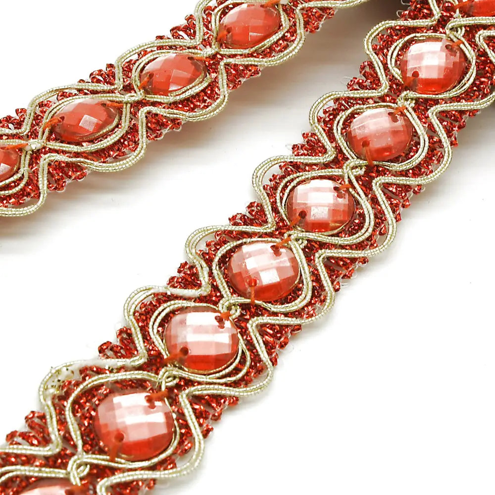 Orange Circle Rhinestone Trim - Sarahi.nyc Trims