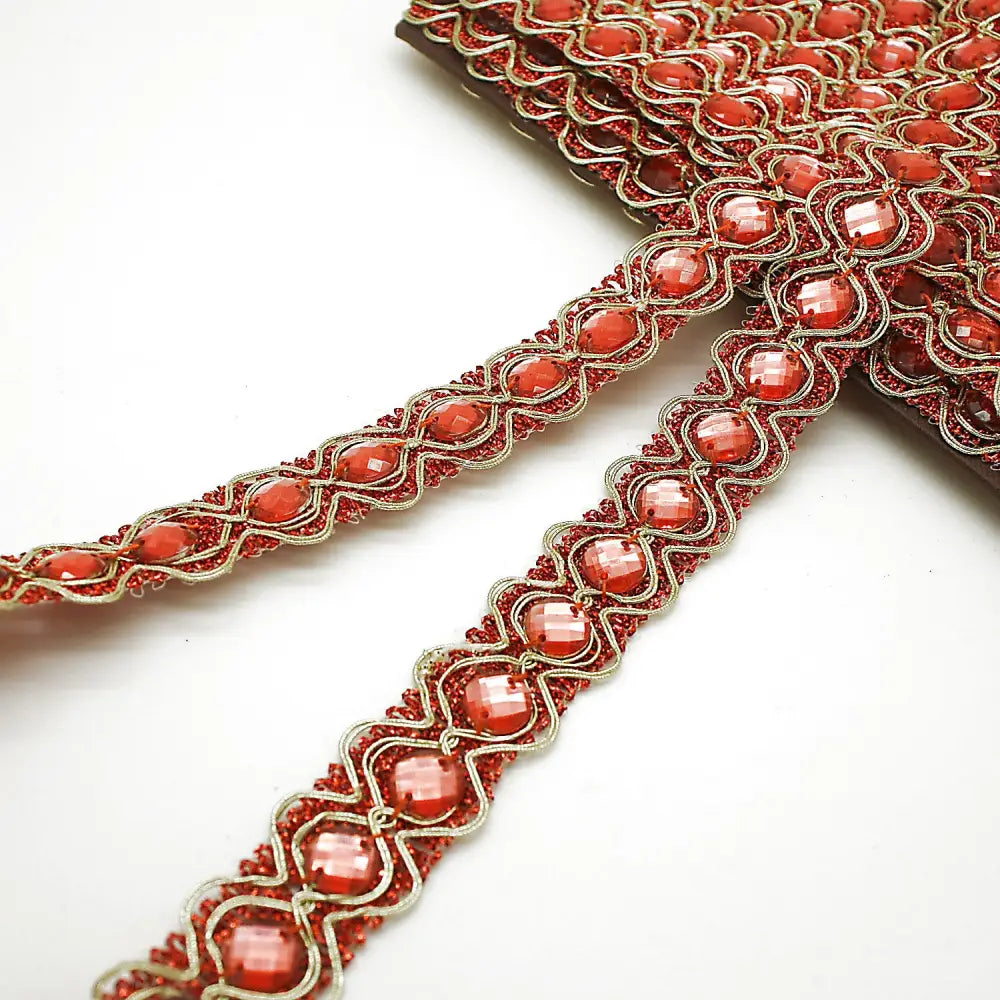 Orange Circle Rhinestone Trim - Sarahi.nyc Trims