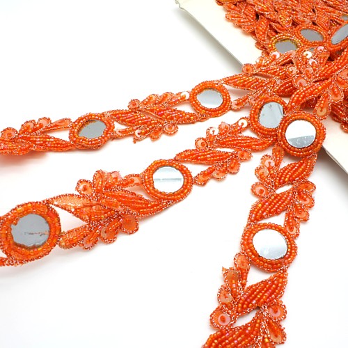 ORANGE BEADED SEQUIN TRIM - sarahi.co.uk