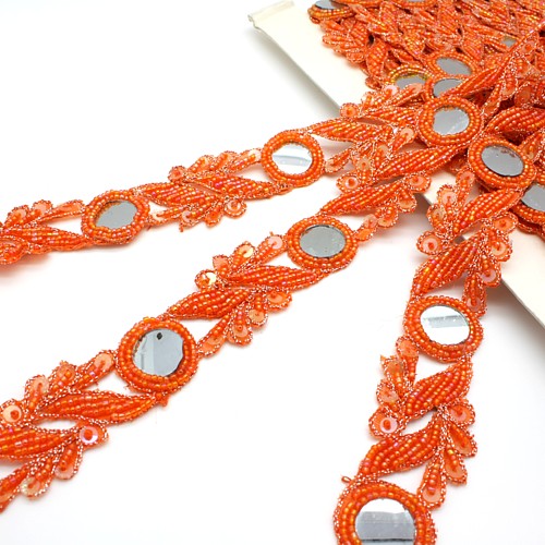 ORANGE BEADED SEQUIN TRIM - sarahi.co.uk