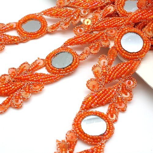 ORANGE BEADED SEQUIN TRIM - sarahi.co.uk