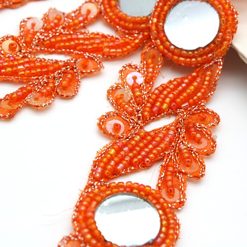 ORANGE BEADED SEQUIN TRIM - sarahi.co.uk