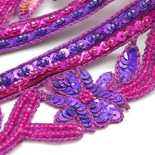 PINK PURPLE  FLORAL SEQUIN TRIM - sarahi.NYC