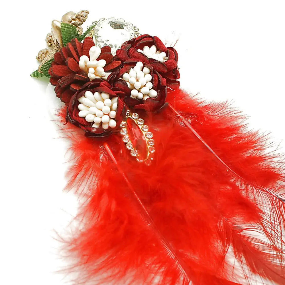 Red Feather Stone Applique - Sarahi.nyc Appliques & Motifs