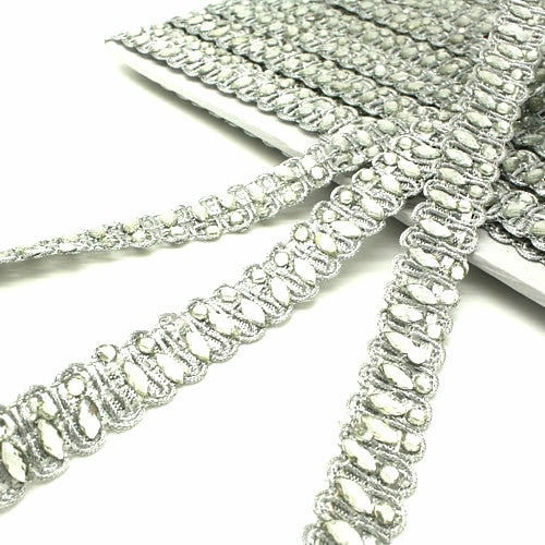 SILVER RHINESTONE WOVEN TRIM - sarahi.NYC