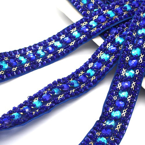 BLUE TURQUOISE RHINESTONE TRIM - sarahi.NYC