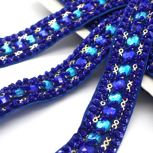 BLUE TURQUOISE RHINESTONE TRIM - sarahi.NYC