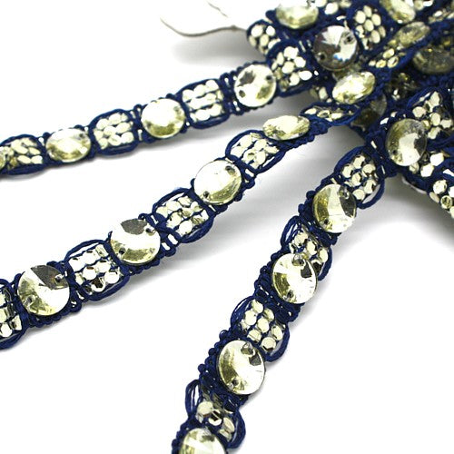 BLUE WHITE RHINESTONE TRIM - sarahi.NYC