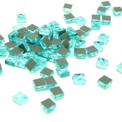 20 X TURQUOISE SQUARE HOTFIX GLASS CRYSTALS   - sarahi.NYC