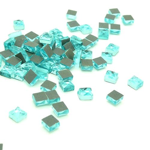 20 X TURQUOISE SQUARE HOTFIX GLASS CRYSTALS   - sarahi.NYC