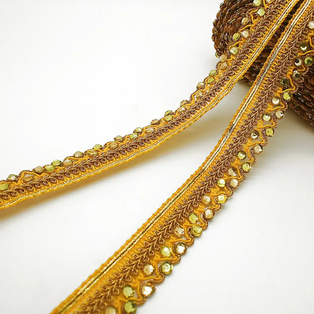 Yellow Rhinestone Woven Trim - Sarahi.nyc Trims