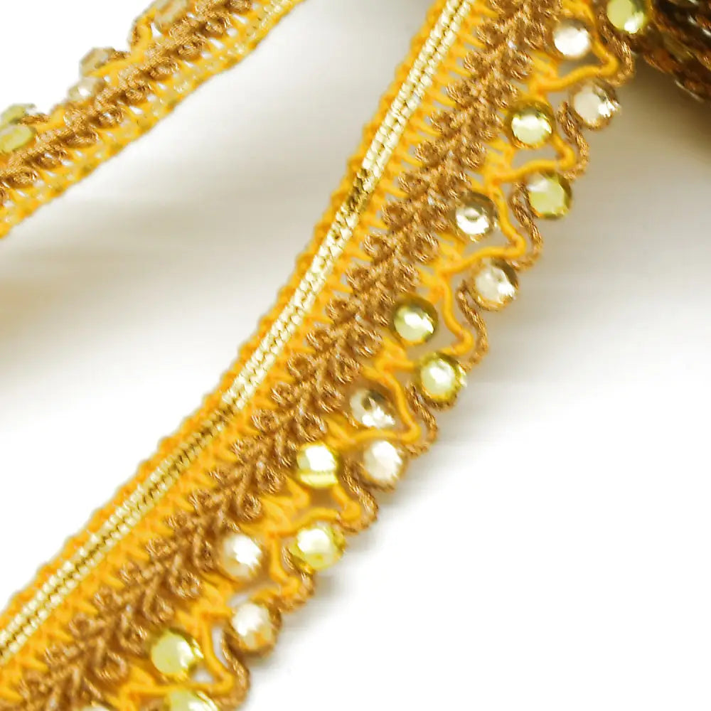 Yellow Rhinestone Woven Trim - Sarahi.nyc Trims