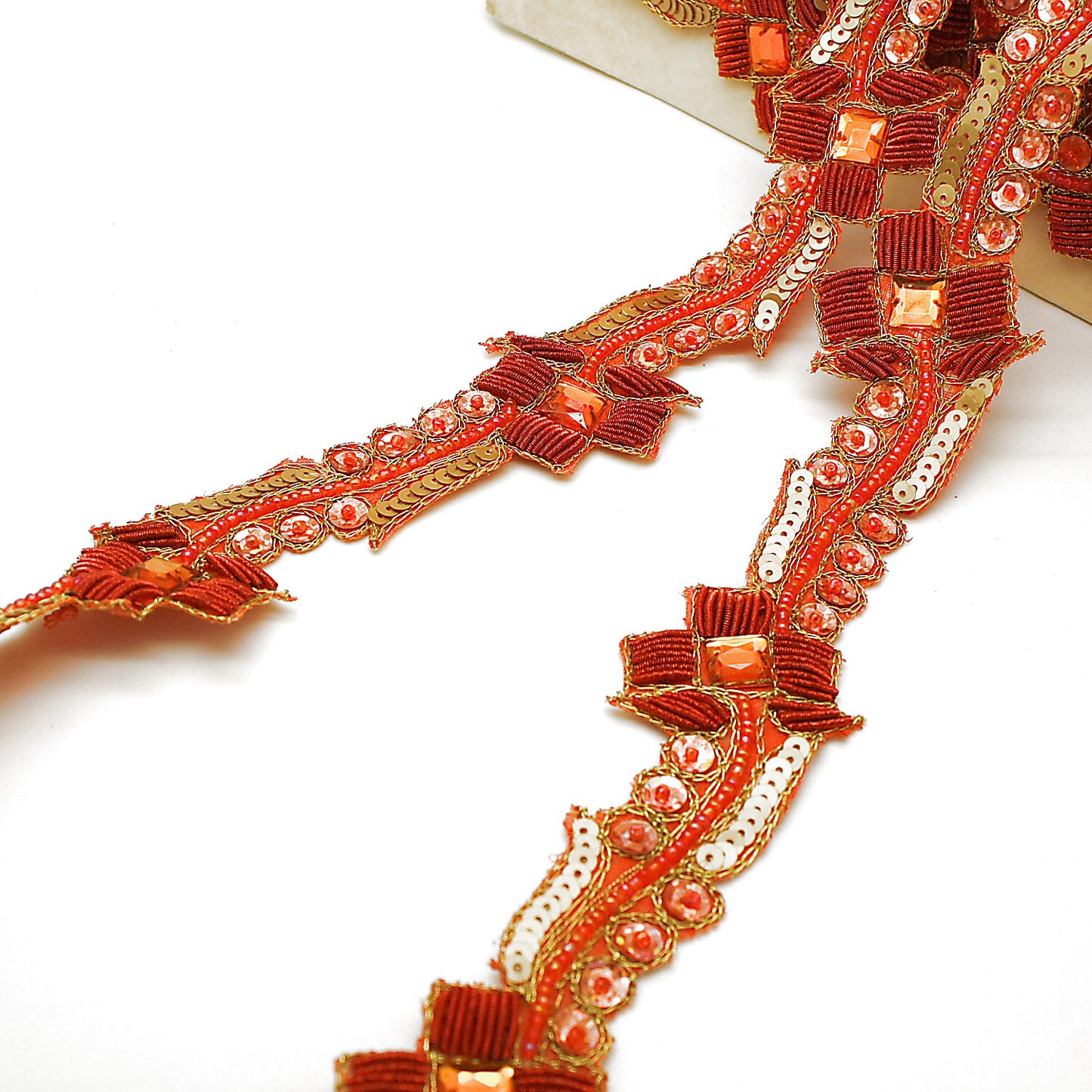 ORANGE FLORAL RHINESTONE TRIM - sarahi.NYC