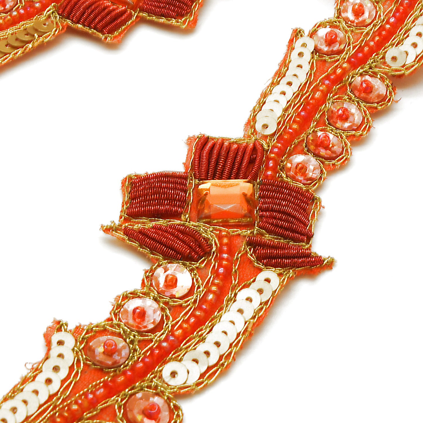 ORANGE FLORAL RHINESTONE TRIM - sarahi.NYC