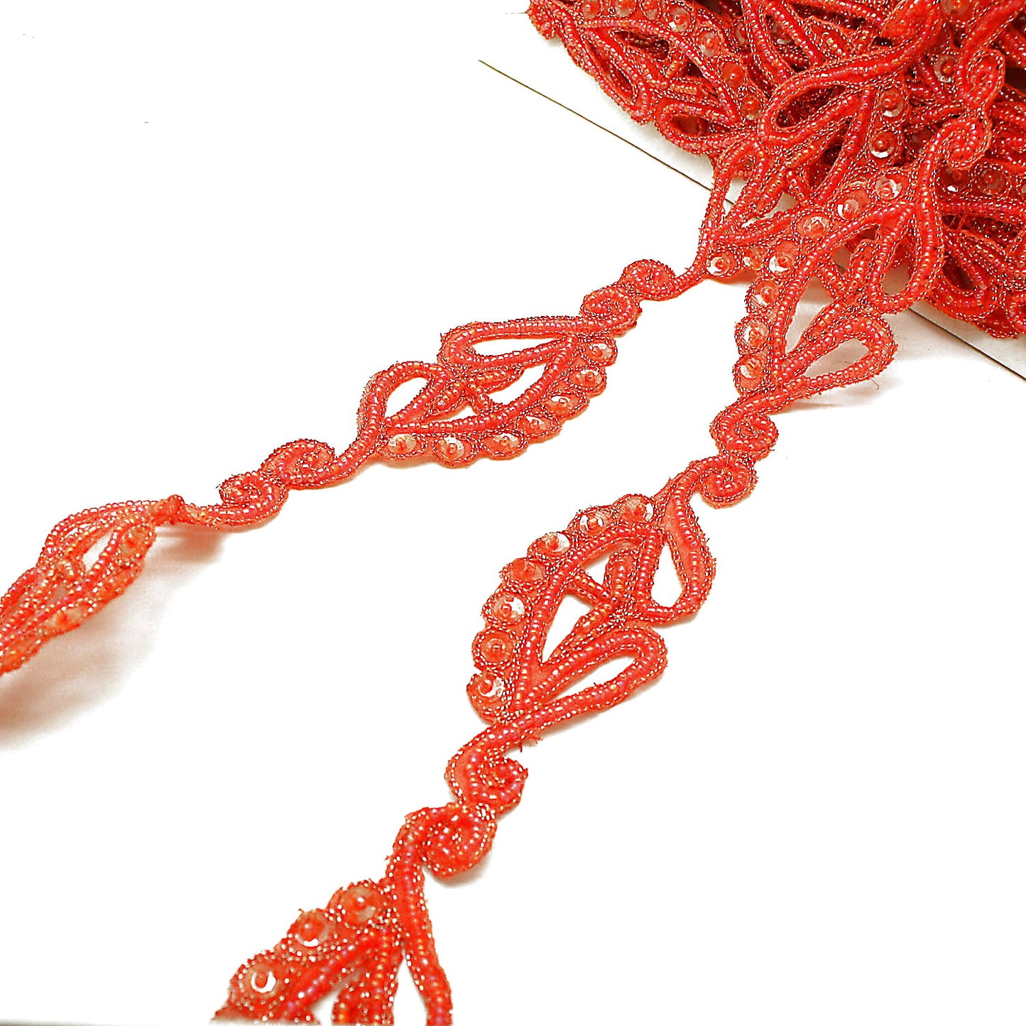 ORANGE WAVE BEADED SEQUIN TRIM - sarahi.NYC