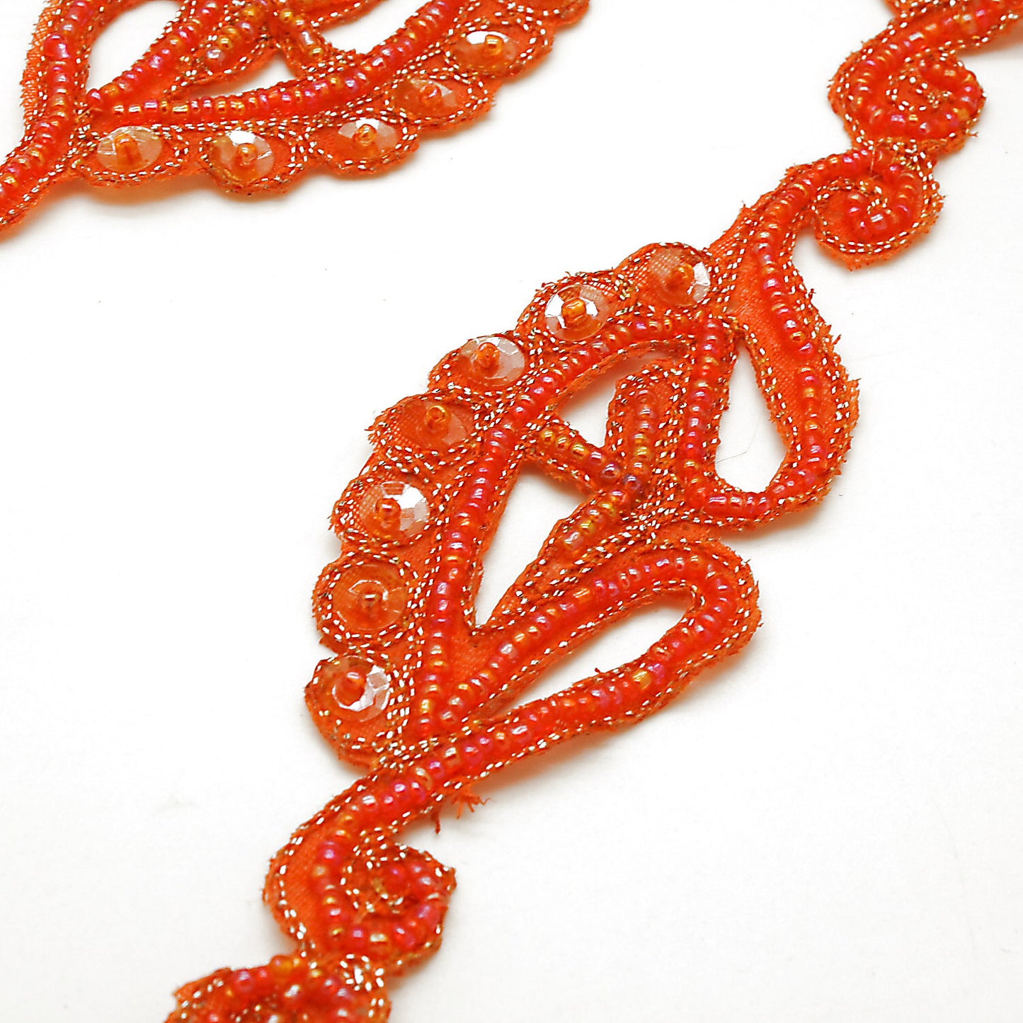 ORANGE WAVE BEADED SEQUIN TRIM - sarahi.NYC