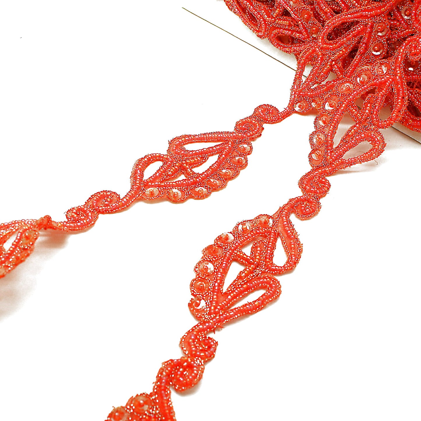 ORANGE WAVE BEADED SEQUIN TRIM - sarahi.NYC