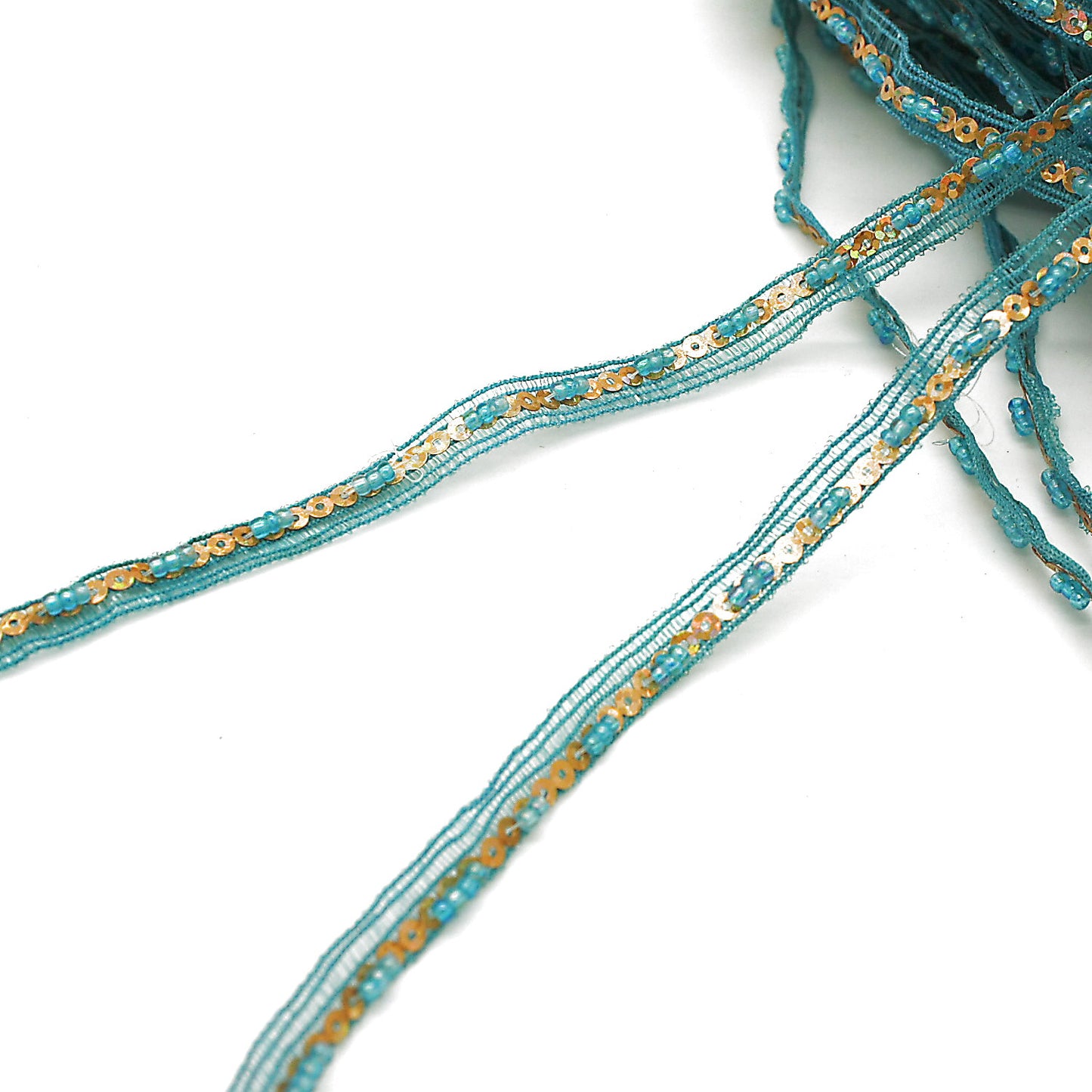 TURQUOISE GOLD BEADED TRIM - sarahi.NYC