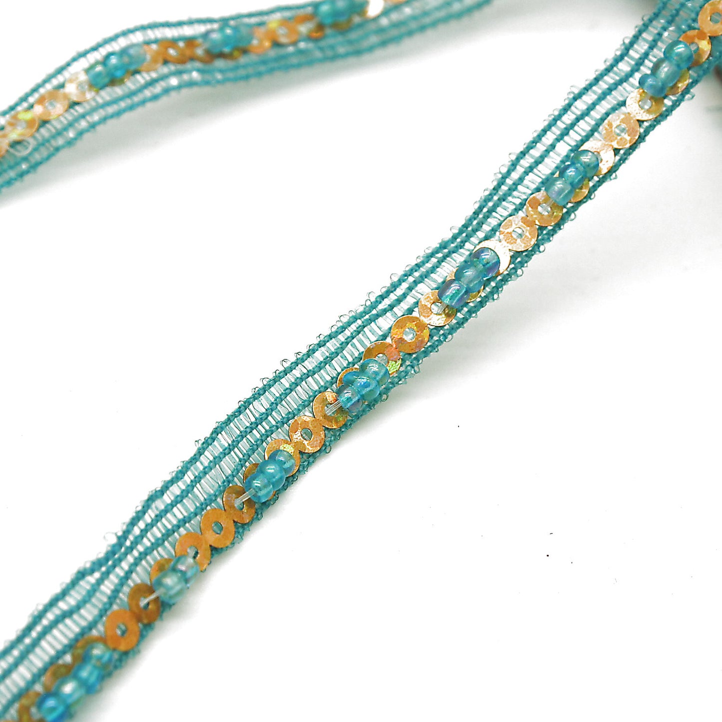 TURQUOISE GOLD BEADED TRIM - sarahi.NYC