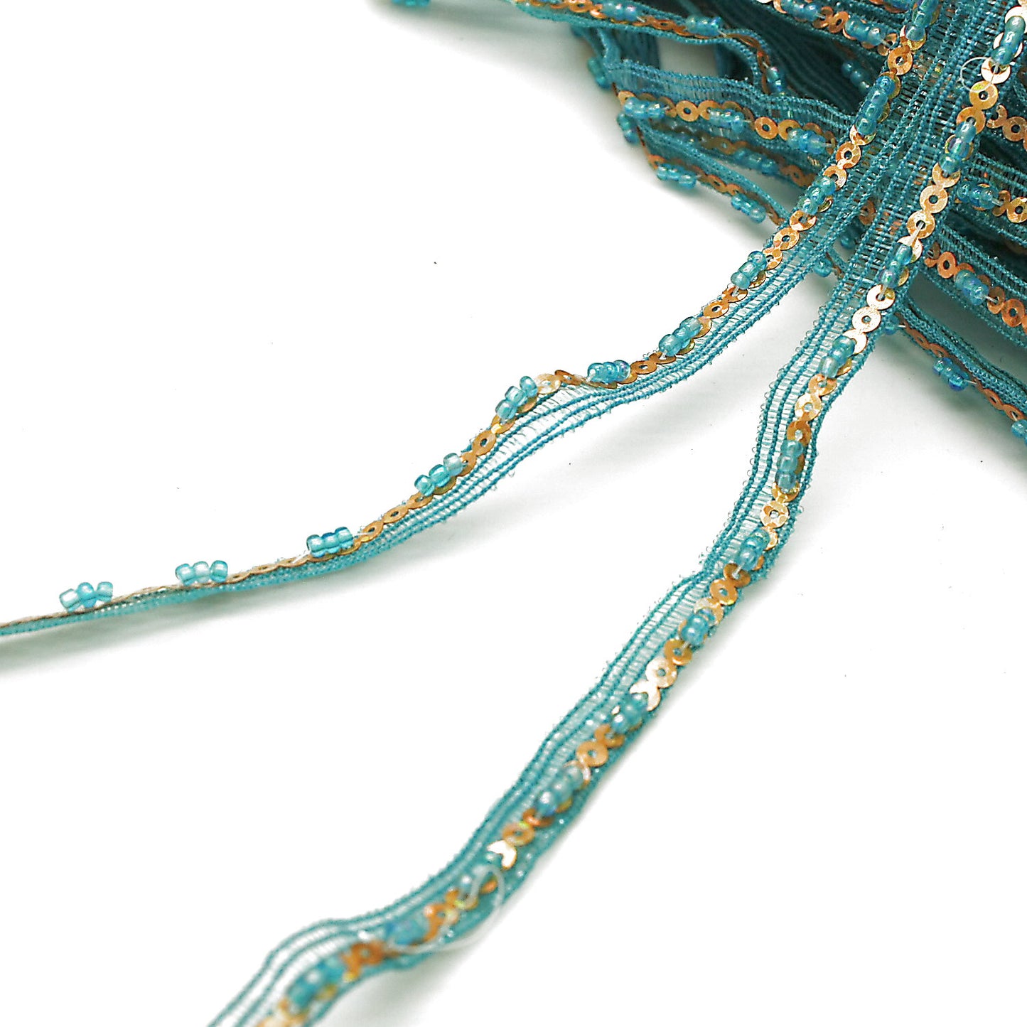 TURQUOISE GOLD BEADED TRIM - sarahi.NYC