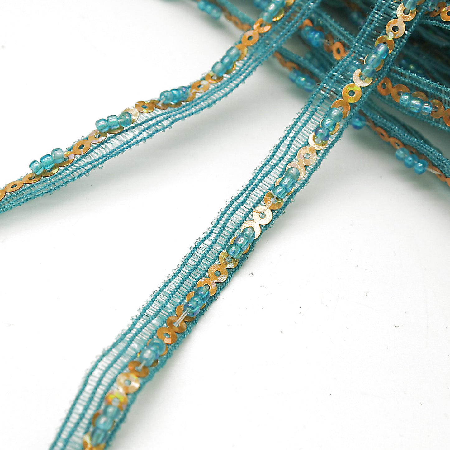 TURQUOISE GOLD BEADED TRIM - sarahi.NYC