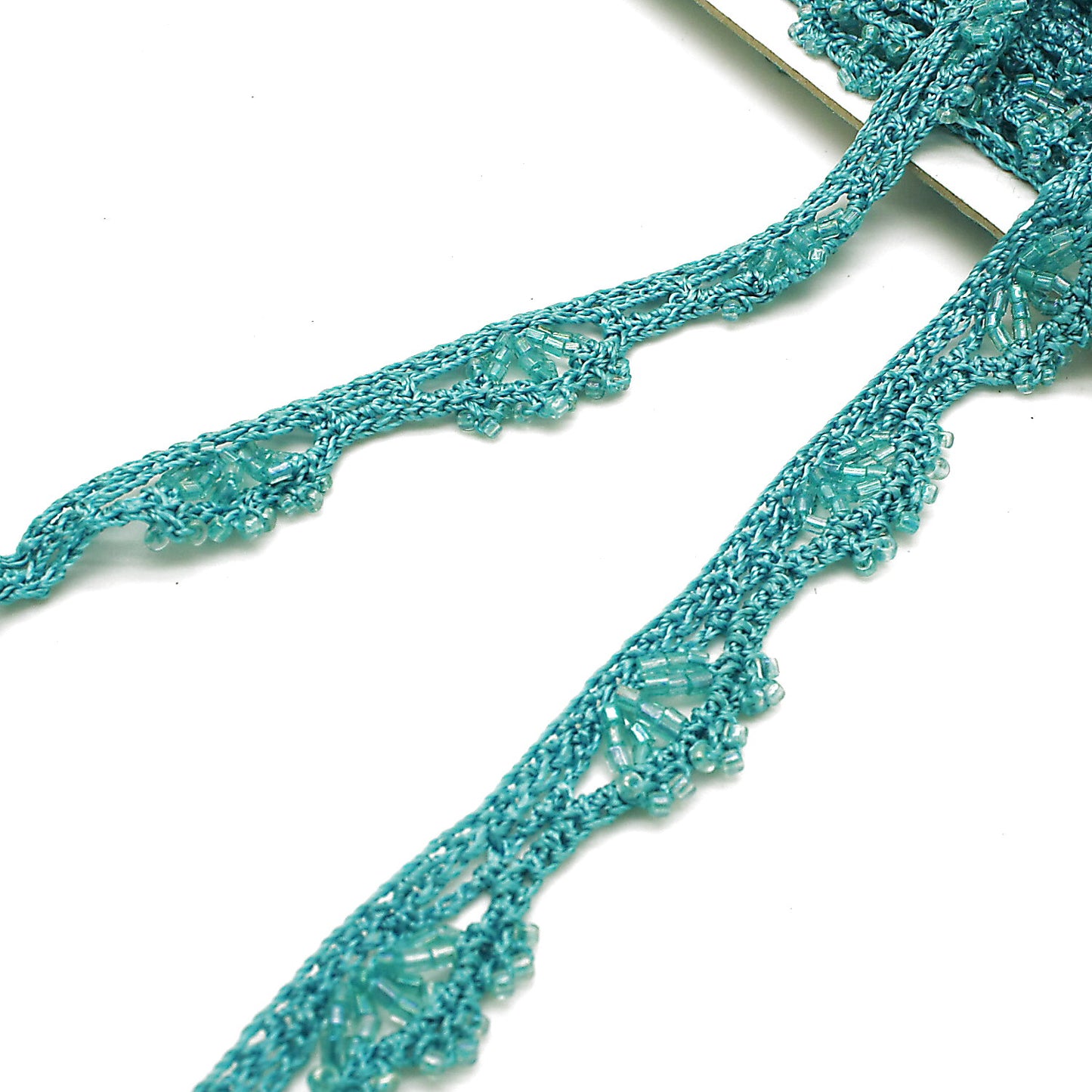 TURQUOISE CROCHET BEADED TRIM - sarahi.NYC