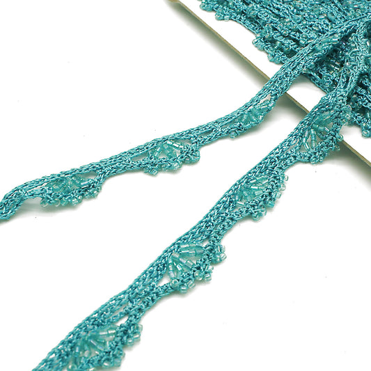 TURQUOISE CROCHET BEADED TRIM - sarahi.NYC