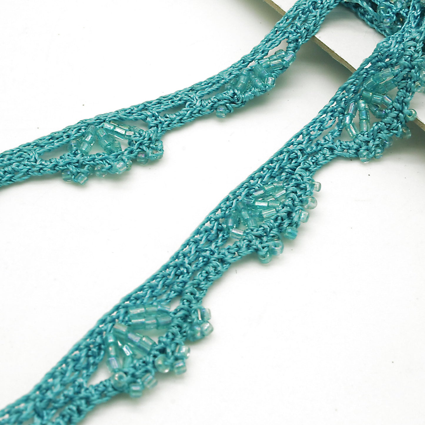 TURQUOISE CROCHET BEADED TRIM - sarahi.NYC