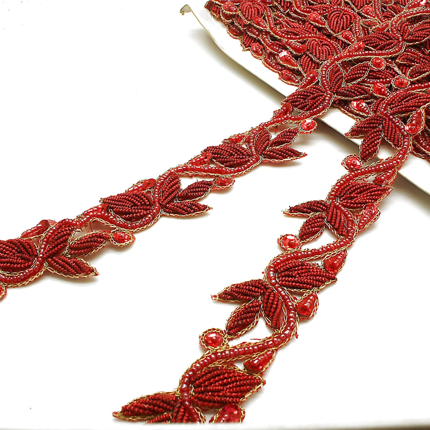 RED GOLD BEADED TRIM - sarahi.NYC