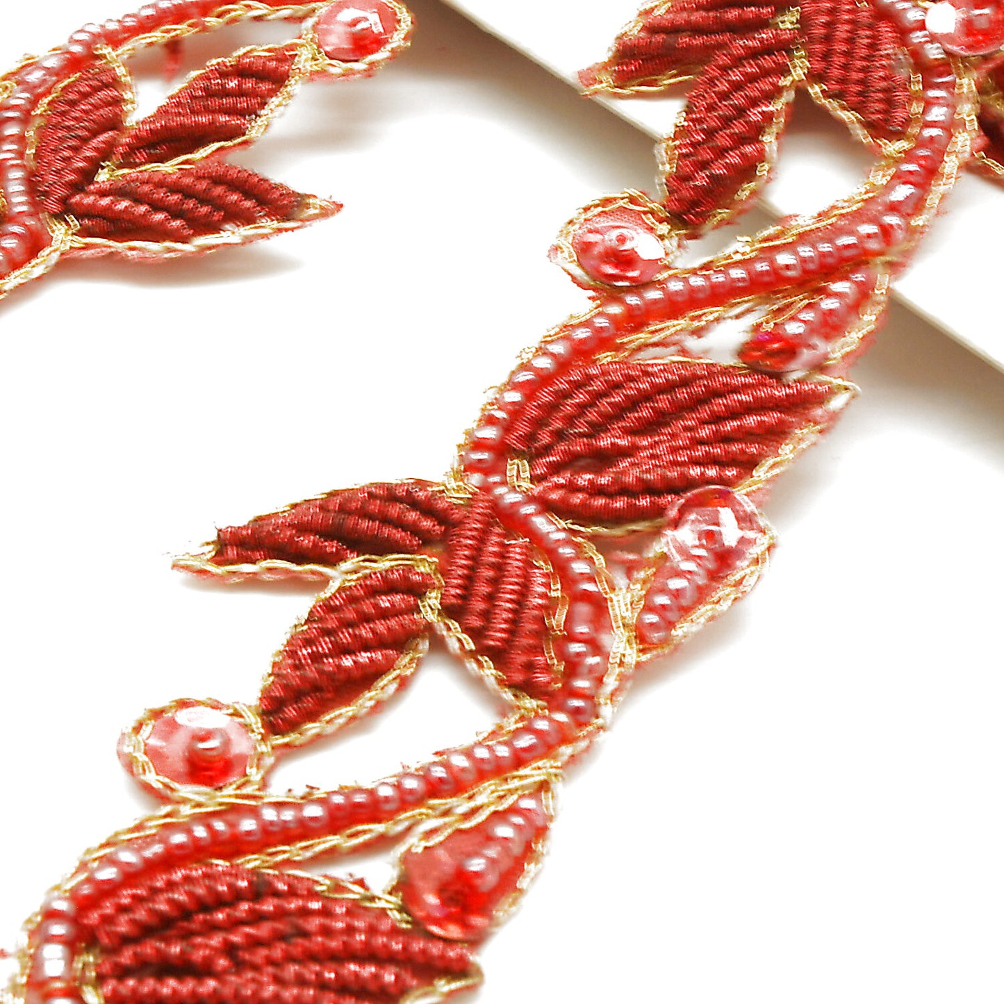 RED GOLD BEADED TRIM - sarahi.NYC