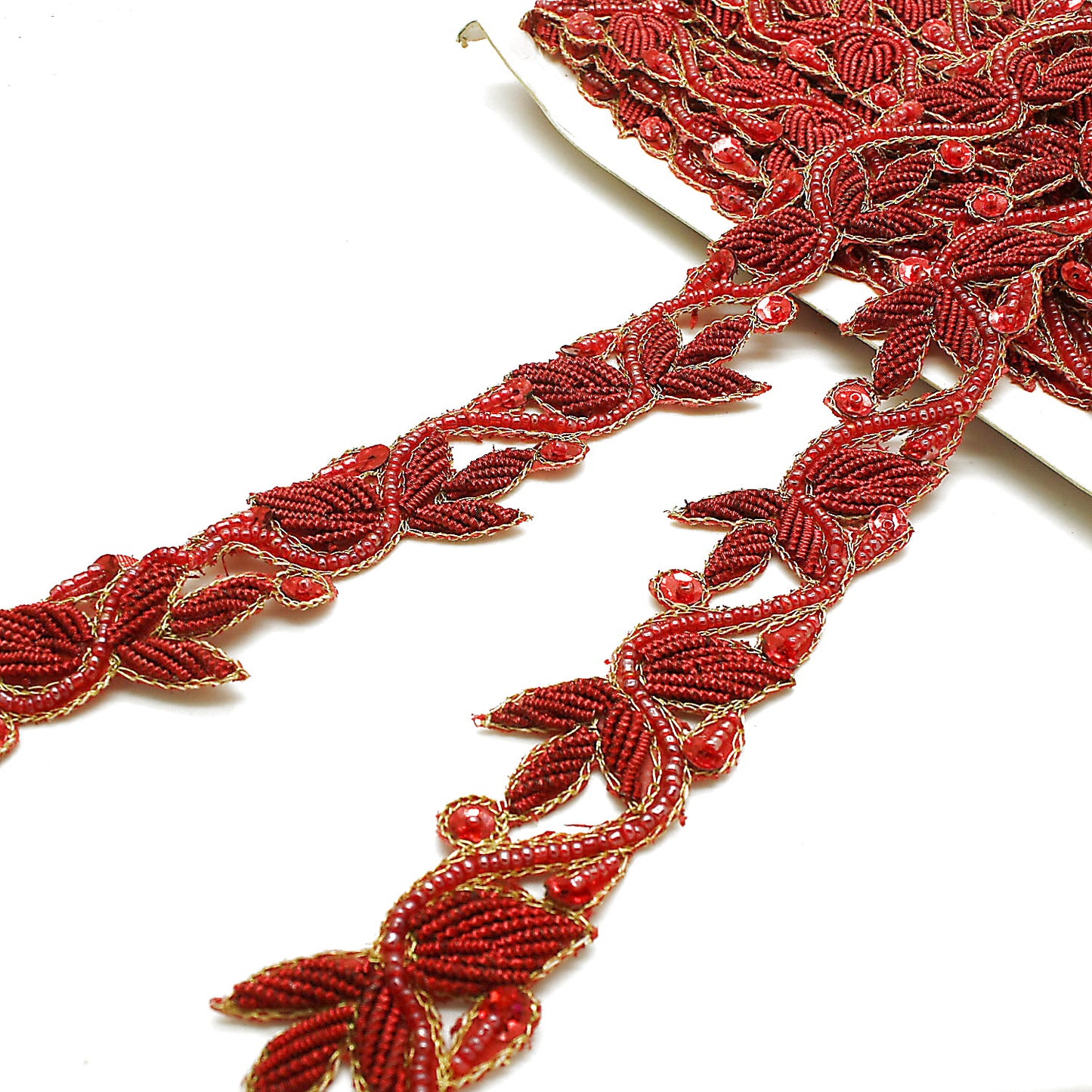 RED GOLD BEADED TRIM - sarahi.NYC