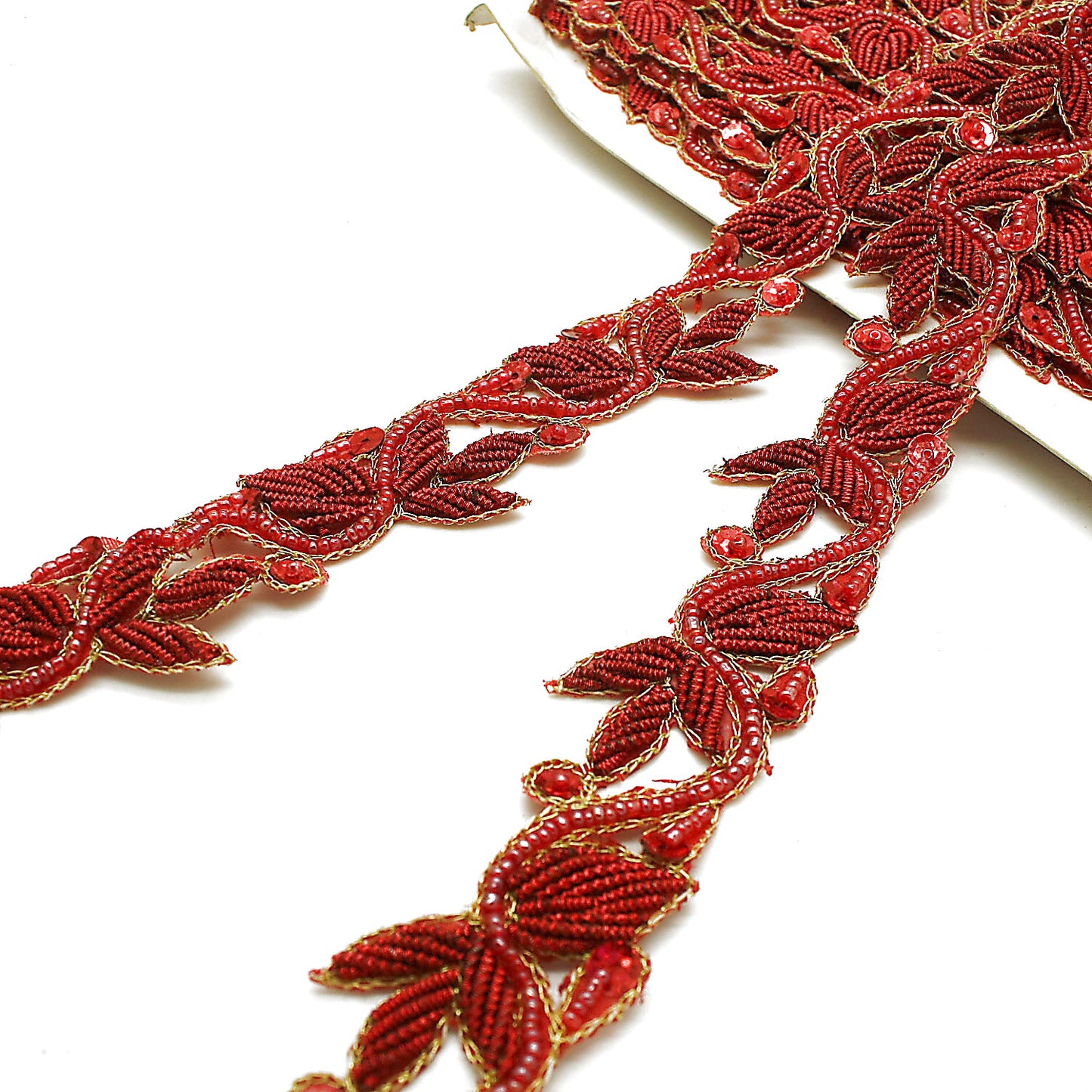 RED GOLD BEADED TRIM - sarahi.NYC