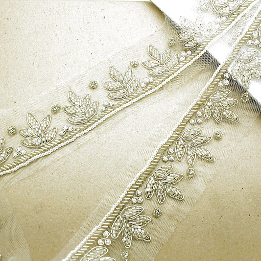 WHITE NET RHINESTONE TRIM - sarahi.NYC